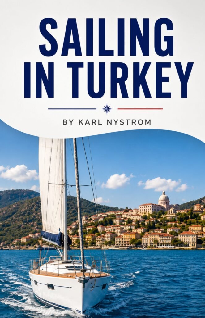 Sailing in Turkey book cover by Karl Nystrom featuring a sailing adventure along Turkey's Mediterranean coastline
