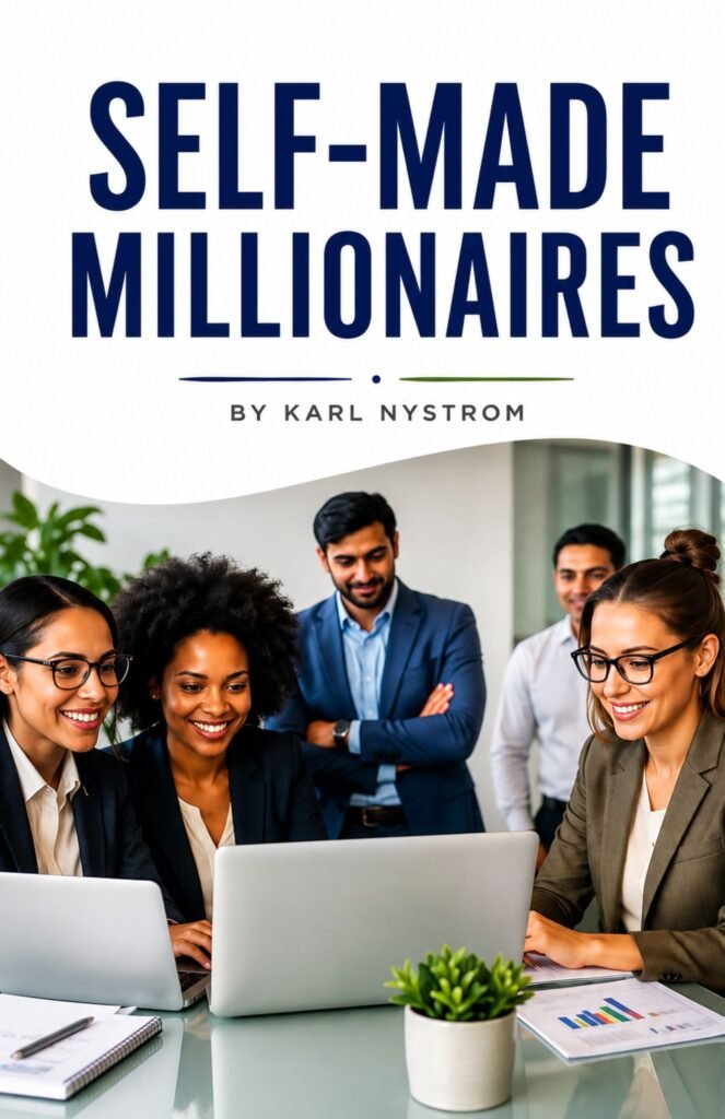 Self-Made Millionaires book cover by Karl Nystrom about entrepreneurship, wealth creation, financial success, and personal development